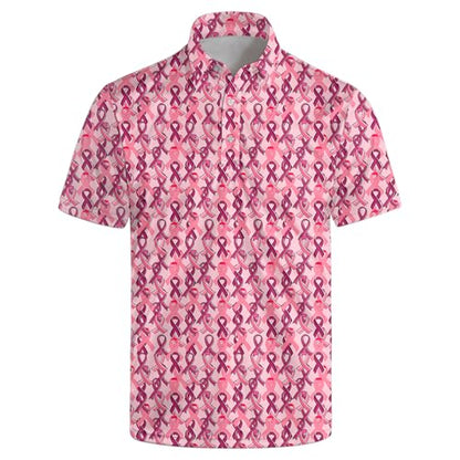 Funny Golf Shirts for Men, Quick Dry Moisture Wicking Polo Shirts - color: Breast Cancer, size: Medium