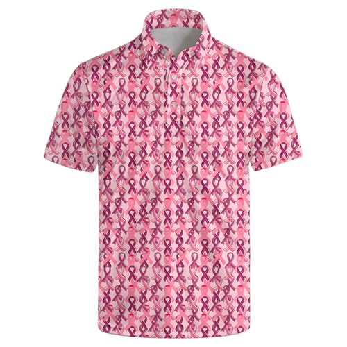 Funny Golf Shirts for Men, Quick Dry Moisture Wicking Polo Shirts - color: Breast Cancer, size: 4X-Large