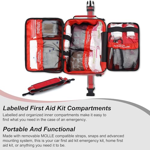 Gevoke Professional 500 Piece Emergency First Aid Kit for Home, Car | Large Complete Medical Kit for Travel, Camping, Truck, Hiking, Sports, Office, Vehicle & Outdoor Emergencies