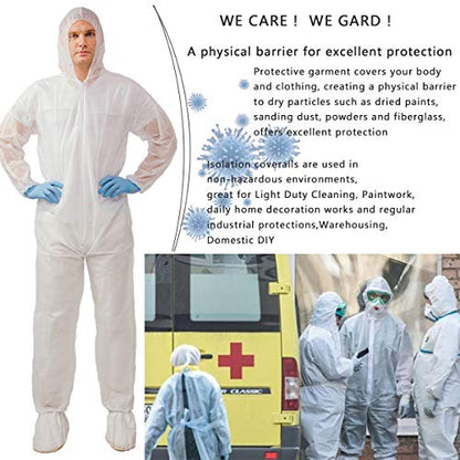 Hazmat Suits,10 Colors Options Disposable Protective Coveralls, Paint Suit with Elastic Wrists Ankles and Hood - color: 2 Pack White, size: XX-Large