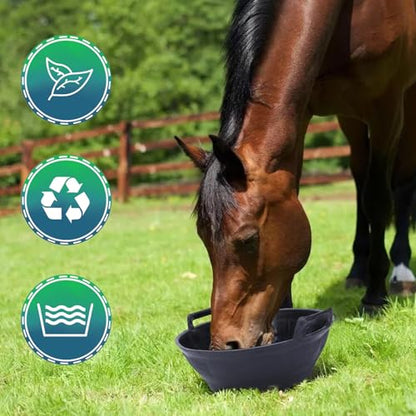 4 Pack 3.1 Gallon Rubber Feed Pan with Handle,Multi-Purpose Flexible Rubber Bucket Pan,Animal Feeding Trough & Dust Bath Container for Horses,Goats,Chickens,Pig,Farm,Garden,DIY
