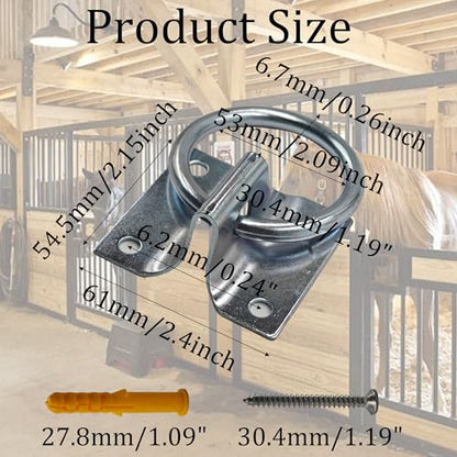 2Pcs M7*60 Metal Cross Tie Ring for Horse, Wall Mount Block Tie Rings for Horse Stall Stable Barn Supplies Equestrian Hitching Ring Hardware - size: Iron