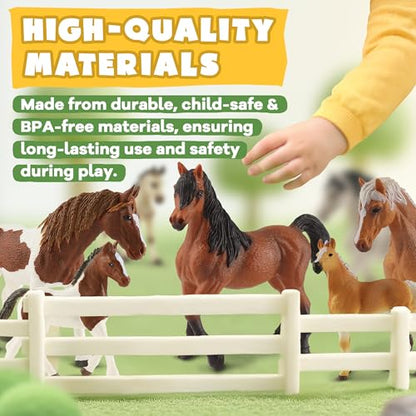 Zippytots 10PCS Horse Figurine Set Realistic Horse Figure Toys for Toddlers Educational Gift for Kids Perfect Party Favors Animal Figure Learning Toys - style: 10-PC Horse Figures Set