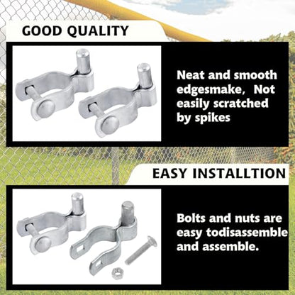 4 Pack 1-3/8" Chain Link Fence Frame Gate Post Male Hinge,Galvanized Steel Gate Hinge for Fence Posts, Chain Link Fence Parts for Farm Gate, Bolts & Nuts Included - size: 1-3/8" Male