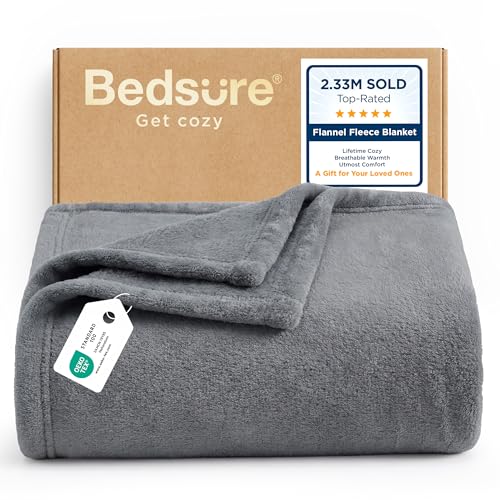 Bedsure GentleSoft Fleece Blanket Twin Size Grey - 300GSM Lightweight Plush Fuzzy Cozy Soft Warm Blanket for Bed, Sofa, Couch, Travel, Camping, 60x80 inches - color: Grey, size: Twin (60" X 80")