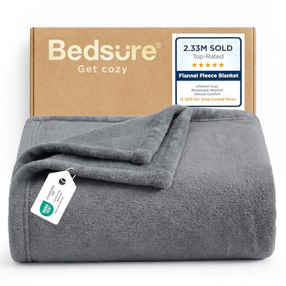 Bedsure GentleSoft Fleece Blanket Twin Size Grey - 300GSM Lightweight Plush Fuzzy Cozy Soft Warm Blanket for Bed, Sofa, Couch, Travel, Camping, 60x80 inches - color: Grey, size: Twin (60" X 80")