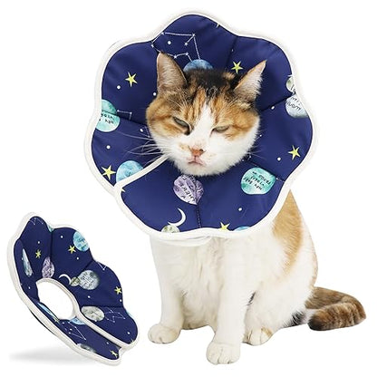 Soft Cat Recovery Cone, Durable Dog Collar After Surgery, Waterproof Pet Elizabethan Collar Protective Wound Healing for Cats and Puppies (Medium/Constellation Pattern)