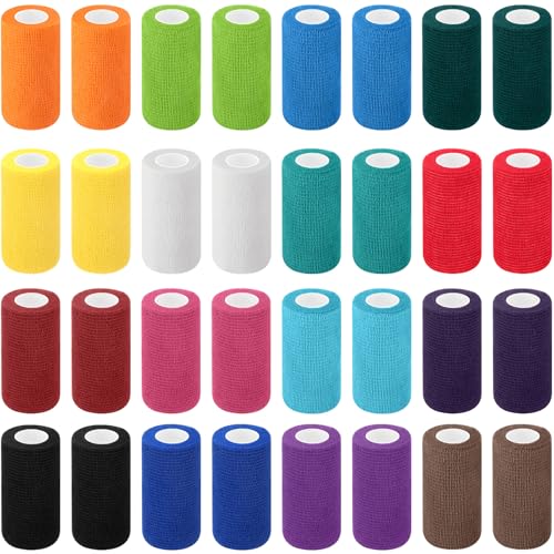 Treela 36 Pcs Self Adherent Bandage 4" X 5 Yard Wrap Breathable - color: Light Color, size: 4" X 5 Yard