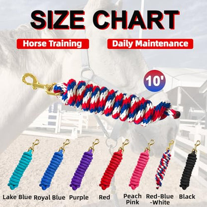 5/8" x 8' Nylon Horse Lead Rope (Red-Blue-White) - color: Red-Blue-White