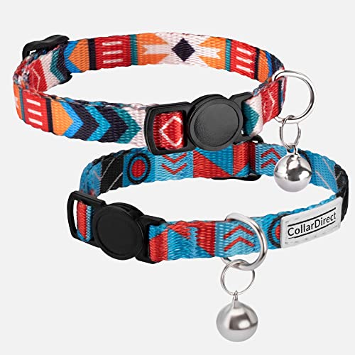 Tribal Aztec Cat Collar 2-Pack, Breakaway with Bell - color: Sunny Ethnic & Tribal
