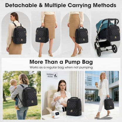 RAINSMORE Wearable Breast Pump Bag, Breast Milk Cooler Travel Bag,Black - color: Black