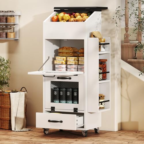 Verano Garden 16.0" Potato and Onion Storage Bin on Wheels, Bread Box - color: White, size: 16.0"