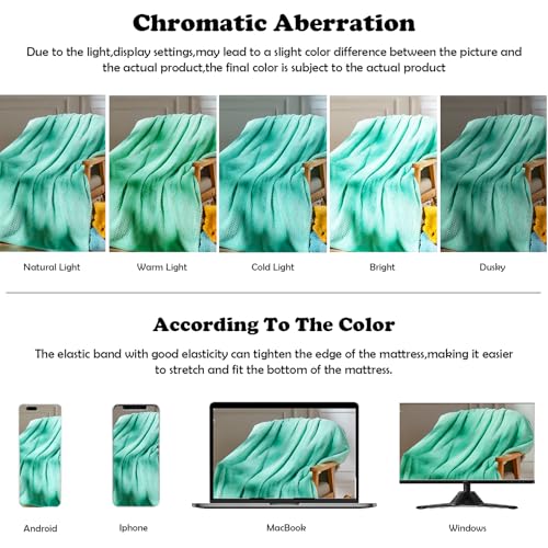 NEWCOSPLAY Fleece Leaves Pattern Throw Blanket, Aqua, 50"x60" - color: Aqua, size: Throw(50"x60")