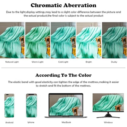 NEWCOSPLAY Fleece Leaves Pattern Throw Blanket, Aqua, 50"x60" - color: Aqua, size: Throw(50"x60")