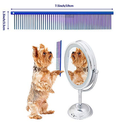3 Pcs Stainless Steel Combs for Matted Hair - Grooming Clippers with Guide Combs for Removing Tangles and Knots in Long Haired Dogs and Cats - color: Multi-color