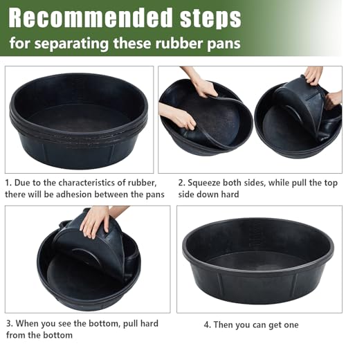 Sadnyy 5 Pcs 12 Quart/ 3 Gallon Rubber Feeder PanUtility Horse Feed Bucket - size: 12 Quart/ 3 Gallon