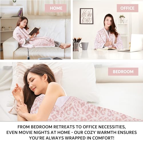 Beautyrest Heated Electric Throw - Sherpa/Berber, 3 Heat & Washable - color: Blush Lattice, size: 50 in x 64 in