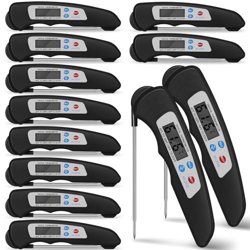 Xuhal 12 Pcs Digital Meat Thermometer with Probe Instant, Black - color: black