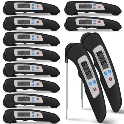 Xuhal 12 Pcs Digital Meat Thermometer with Probe Instant, Black - color: black