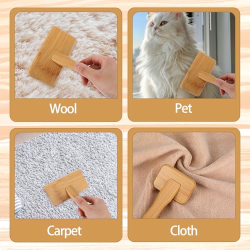4 PCS Wool Carders, Wooden Hand Carders for Wool, Needle Felting Brush, Slicker Brush with Solid Wood Handle for Craft Felt Project, Dogs, Cat, 2 Sizes