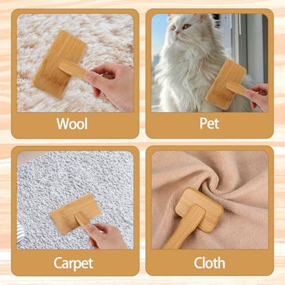 4 PCS Wool Carders, Wooden Hand Carders for Wool, Needle Felting Brush, Slicker Brush with Solid Wood Handle for Craft Felt Project, Dogs, Cat, 2 Sizes
