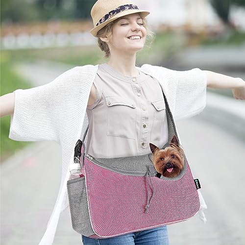 PetAmi Dog Sling Carrier for Small Dogs, Hands Free Crossbody Carrier, Pink - color: Pink
