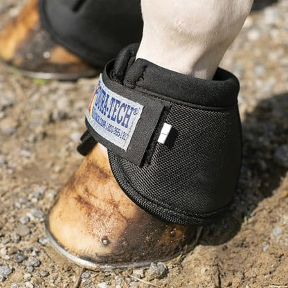 Dura-Tech Ballistic Bell Boots for Horses | Ballistic Nylon Outer | Neoprene Cushioning | Rub-Free Design | Secure Fit for Active Horses - size: Large