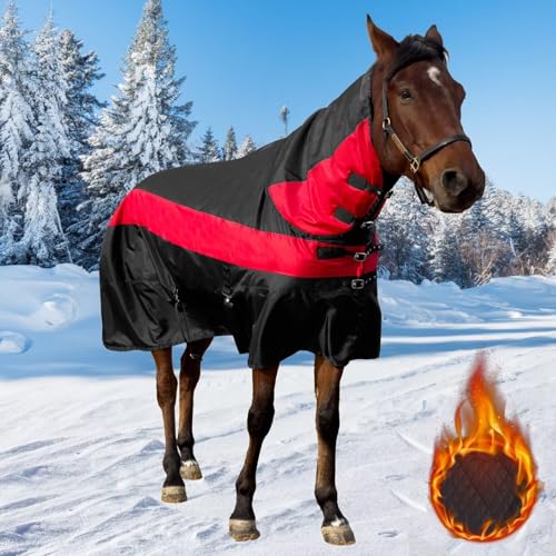 Horse Turnout Blanket, Waterproof Medium Weight Winter Blanket for Horses - color: Black, size: US 81IN(EU 155cm)