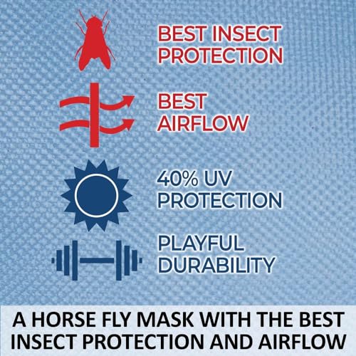 Schneiders Mosquito Mesh II Fly Horse Masks | Insect Protection & UV Shield | Breathable 350D Mesh | Contoured Fit | Safety Reflective Trim - style: Horse With Nose Cover