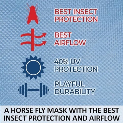 Schneiders Mosquito Mesh II Fly Horse Masks | Insect Protection & UV Shield | Breathable 350D Mesh | Contoured Fit | Safety Reflective Trim - style: Horse With Nose Cover