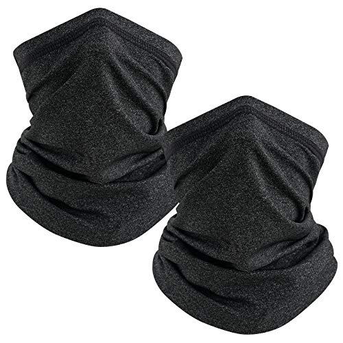 TICONN Neck Gaiter for Men Women, Cooling Bandana Face Mask Cover Gator - color: 2 Heather Black, style: Quick Dry