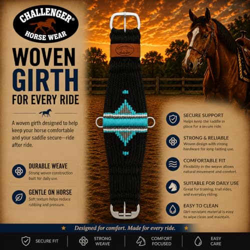 CHALLENGER 24" Western 25-Strand Wool Double Weave Aztec Cinch Girth Turquoise 97128-24