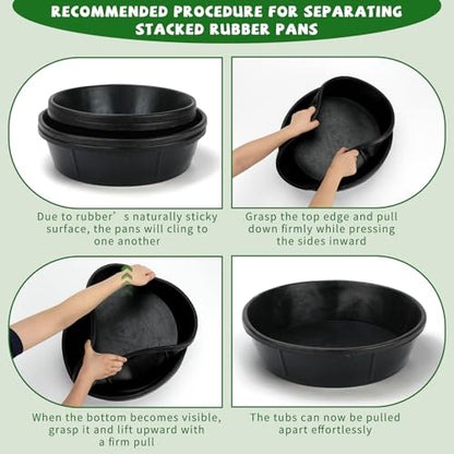 4 Pack Rubber Feed Pan, Rubber Water Trough, 3 and 2 Gallon Bucket - color: Black-8Quart+10Quart, size: 4PCS