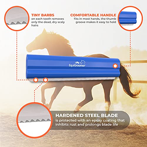 EquiGroomer 8-Inch Deshedding Brush for Dogs & Horses, Blue - color: Blue