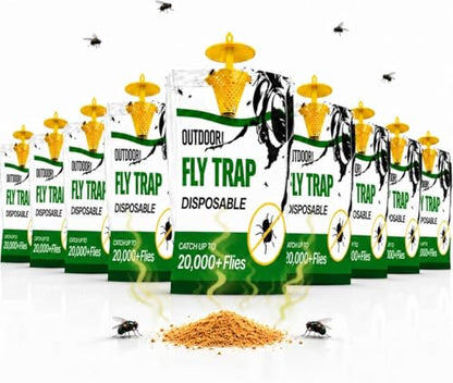 Fly Traps Outdoor 9 Pack, High-Capacity Disposable Water-Activated Hanging Bags - Outdoor Protection Pouches for Horse Stables, Barns, Ranches and Yards