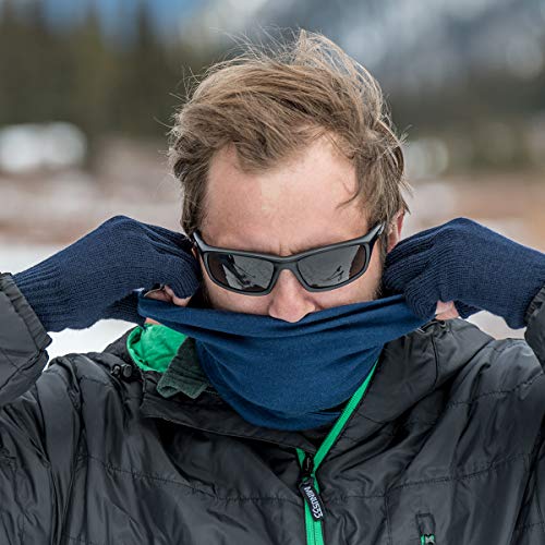 100% Merino Wool - Midweight Neck Gaiter - Skiing Neck Warmer - Winter Face Mask - Multipurpose Headwear - color: Navy Blue