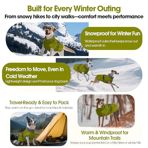 QBLEEV Warm Dog Jacket, Waterproof Dog Winter Coat with Harness - color: Autumn-Fragrance, size: Small