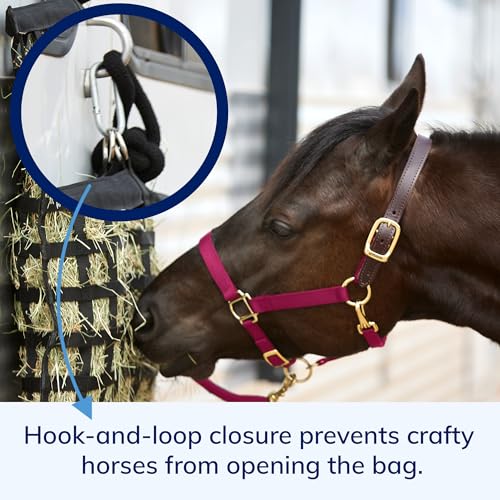 SmartEquine Slow Feed Hay Bag for Horses, 4 Flakes, 37" x 30", Black