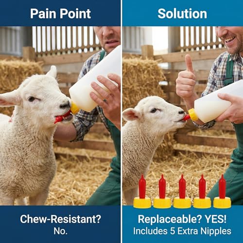 Goat Bottles and Nipples Set, 5 Sets Small Animal Milk Drink Pritchard Nipple for Goats 400 ml Lamb Nursing Bottles Feeding Bottle Kit for Feeding Sheep Goat Lamb Puppy