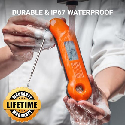 ThermoMaven 0.5 Sec Professional Meat Thermometer Digital, ±0.5°F Accuracy | NIST&NSF Certified, IP67 Waterproof, Auto-Rotating Backlit Display, Lift-to-Wake, for BBQ/Cooking/Candy, Orange&Gray - color: Orange&Gray