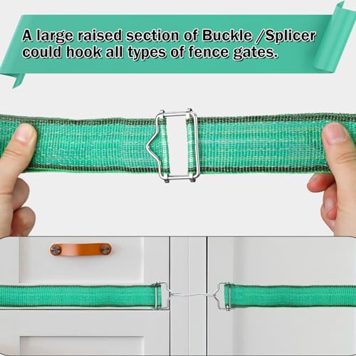 Tandefio 24 Pieces 1.6 Inches Electric Fence Poly Tape Splicer Polytape Buckle Stainless Steel Electric Fence Connectors for Outdoor Electric Fence, Silver
