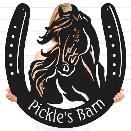 Personalized Horse Farm Name Sign – Custom Metal Ranch Wall Decor for Outdoor Entry, Barn, or Fence, Durable Steel Sign for Horse Owners or Rural Property Display - color: Horse Sign #2