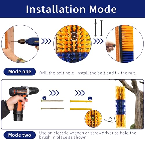 4PCS Livestock Scratching Brush Goat Scratching Tool Post Massage Grooming Brush with 8 Screws for Animals Back Scratcher Itch Brushes for Cattle, Sheep, Horses, Pigs,Cow(4, Yellow) - color: Yellow
