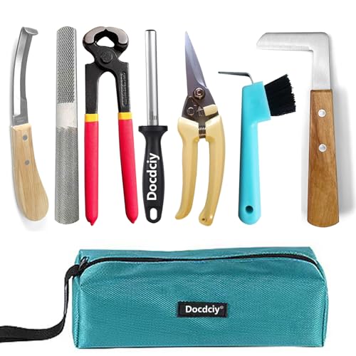 10 Inch Farrier Hoof Trimmer, Sharpener Kit for Goats, Pigs, and Hooved Animals, Professional Hoof Clippers, Rasp, and Trimming Tools, Complete Goat Hoof Care Kit - size: 10-inch