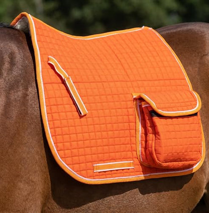 Horse English Quilted Faux Fur All-Purpose Saddle Pad Pockets 72152 - color: Orange
