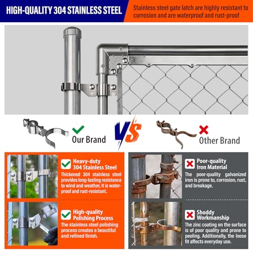 Heavy Duty Stainless Steel 1-3/8" x 2-3/8" Chain Link Fence Gate Fork Latch with Hole for Padlock（Fit 1 3/8" Gate Frame） 1Pack - size: 1-3/8''x2-3/8''-1P