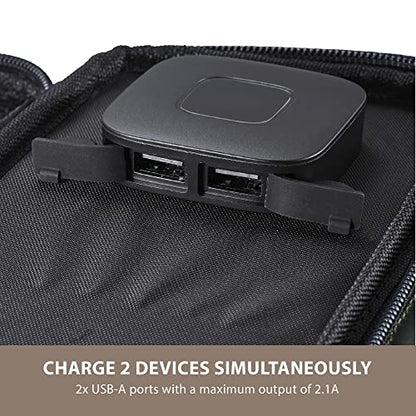 ELECOM NESTOUT Portable Solar Panel, Dual USB-A Ports, 28W Power Generation Charger for Phone Camping, Durable Water-Resistant Ripstop Nylon, Foldable Lightweight, Adjustable Stands (2-Panel) - color: 2-panel