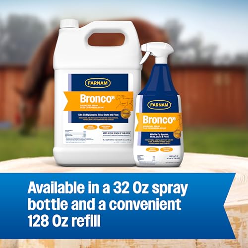 Farnam Bronco E Fly Spray for Horses, Dogs & Premises 32 oz Spray - size: 32 fl oz