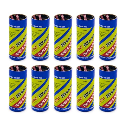 PIC FR10B 69060216325 Fly Ribbons Fruit Fly Traps for Indoors and Outdoors, Bug Trap for Winged Insects, Set of 10