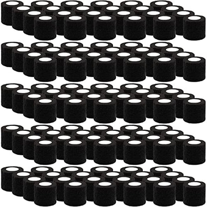 BQTQ 120 Rolls Elastic Adhesive Tape 2 Inch Self Adherent Bandages(Black) - color: Black, size: 2 Inch